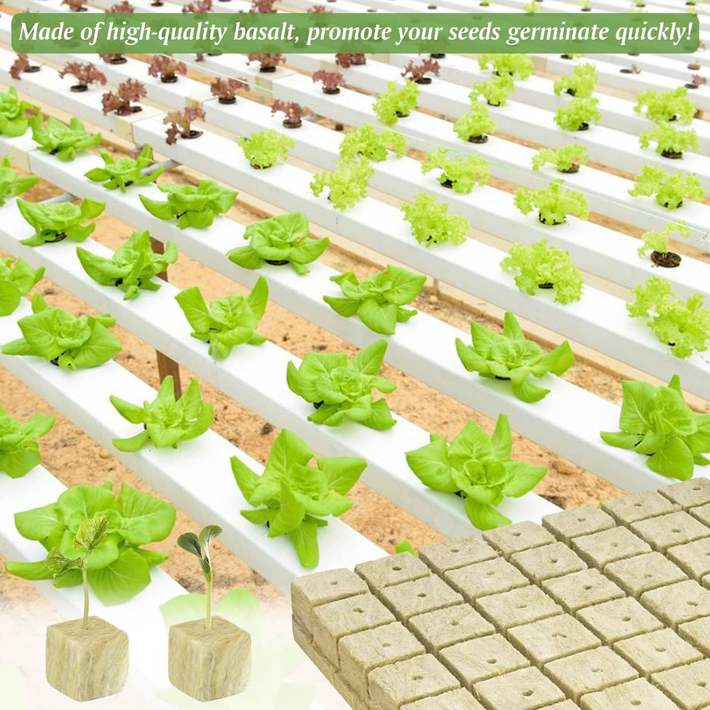 Halatool 2 Inch Rockwool Cubes for Hydroponics, 96 Plugs Seed Starter Cubes | High Germination Rate for Vegetables &
