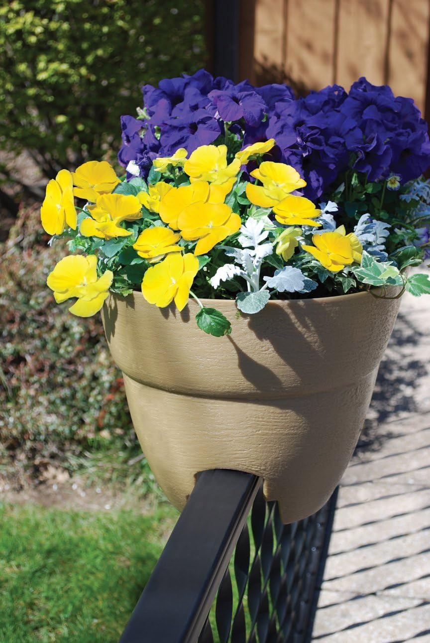 Bloomers Rail Picker Self-Watering Railing Planter Grow Box – 24" Weatherproof Resin Planter – Fits 1.25"–3.875" Wood &