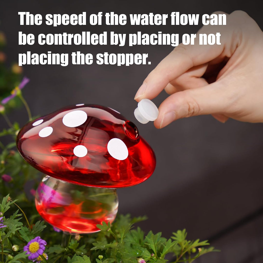 NiHome Self Watering Globes Mushroom Glass Bulbs Set of 3, Indoor Outdoor | Hand-Blown, Vibrant Colorful Irrigation