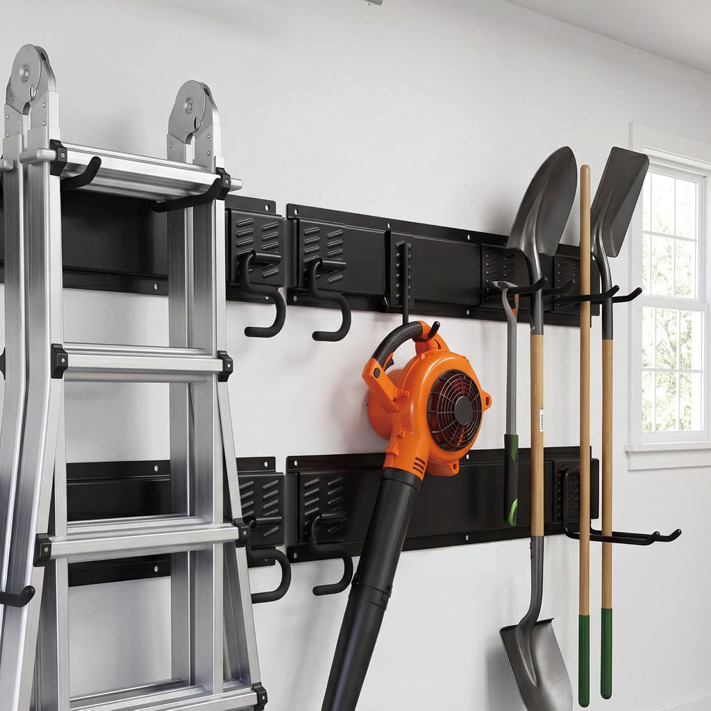 Heavy Duty Tool Hooks Set - Wall Mount Garage Tool Organizer, Multipurpose Metal Storage Hanger for Garden Tools Broom