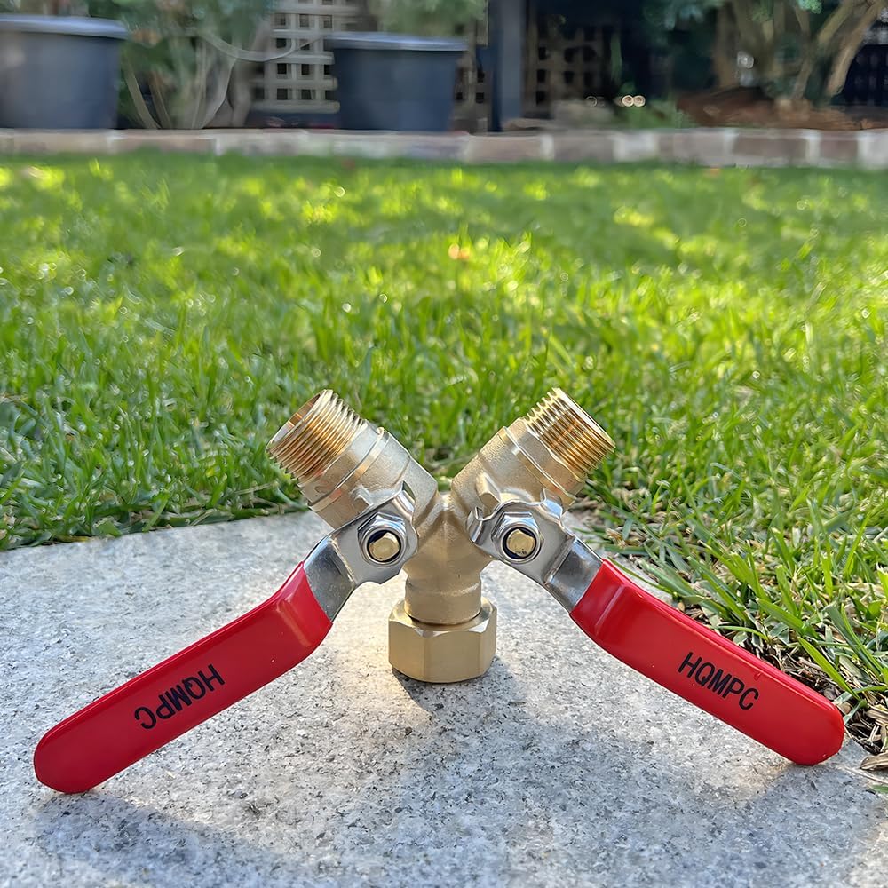 Garden Hose Y Valve Splitter Brass Hose Splitter With Stainless Steel Long Handle Brass Garden Hose Adapter 2 Way Y
