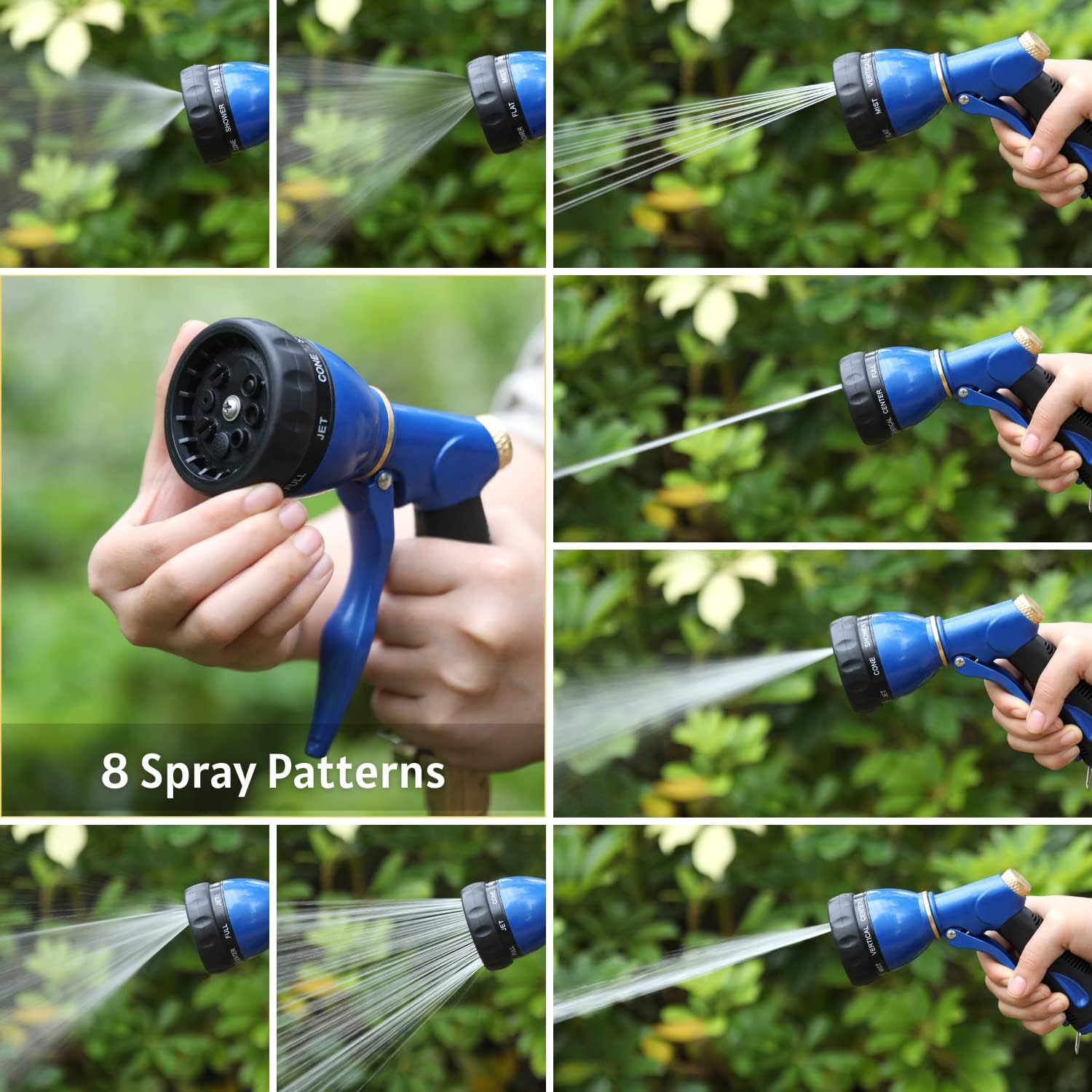 HOSUN Garden Hose Sprayer Nozzle 100% Heavy Duty Metal, Water Hose Nozzle with 8 Different Spray Patterns, High