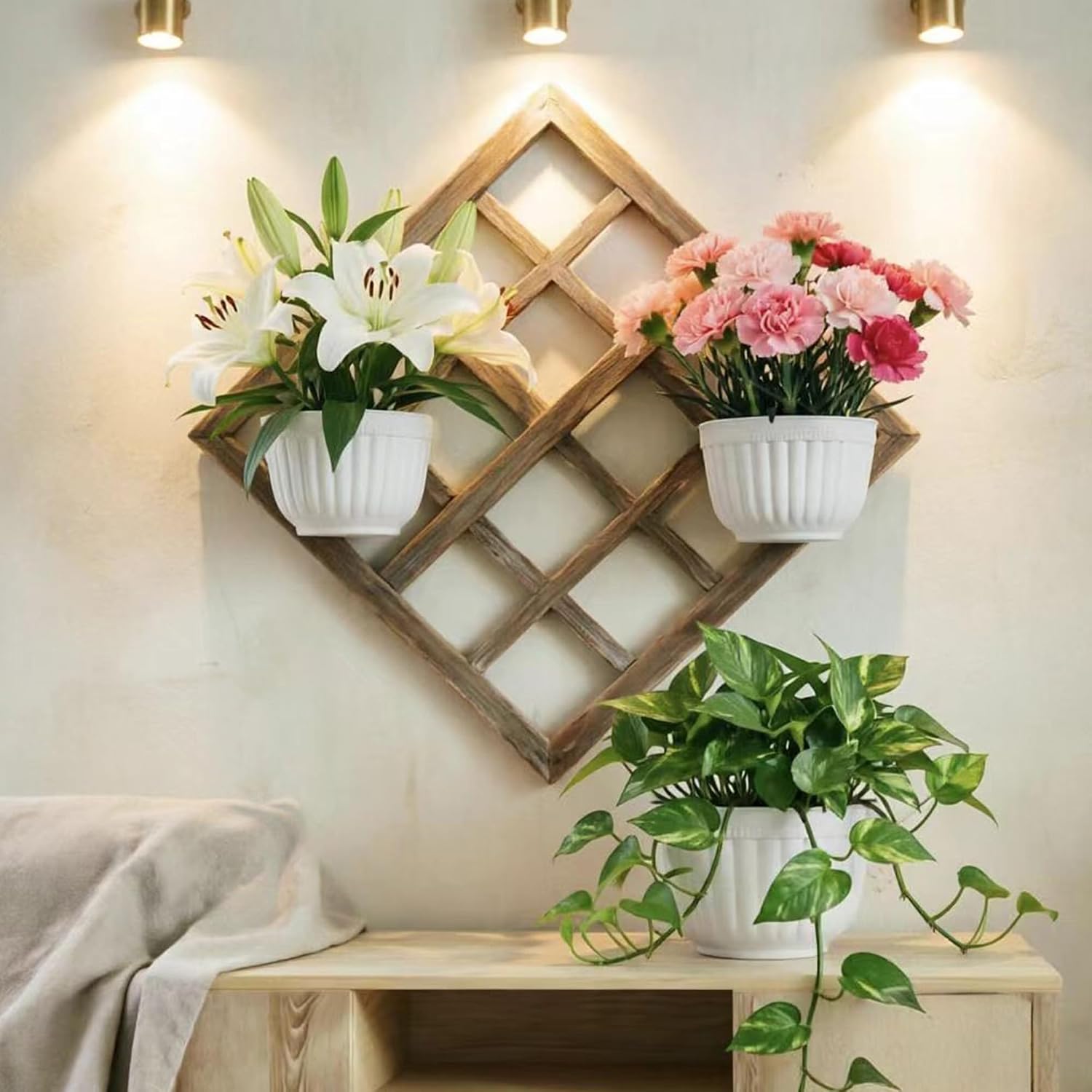 8 Pack Resin Wall Hanging Planter Pots Vertical Garden Living Wall Mount Window Hang Indoor Outdoor Plant Flower Basket