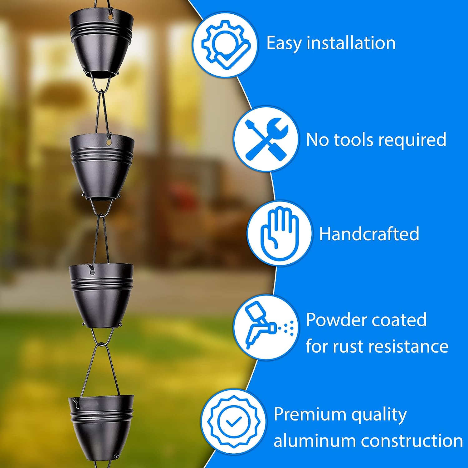 Twin Stripe Rain Chains for Gutters 8.5ft