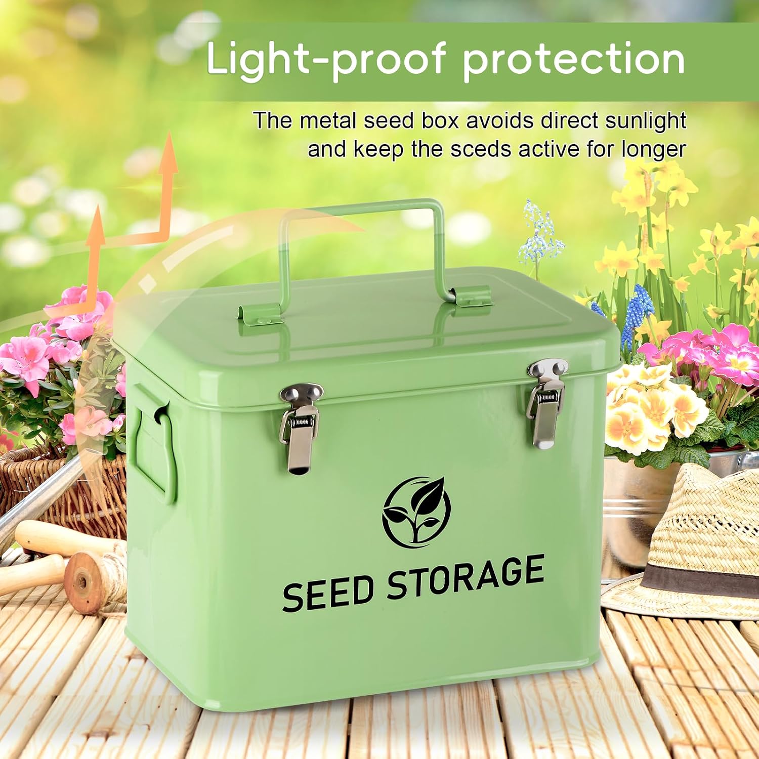 Seed Storage Organizer, Metal Seed Vault Bank Saving Containers Box (Seeds not Included)