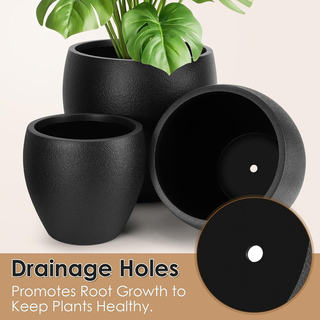 YNNICO Plant Pots 17.5/14.8/12.2 inch Set of 3, Flower Pots with Drainage Holes, Large Planters for Indoor Outdoor