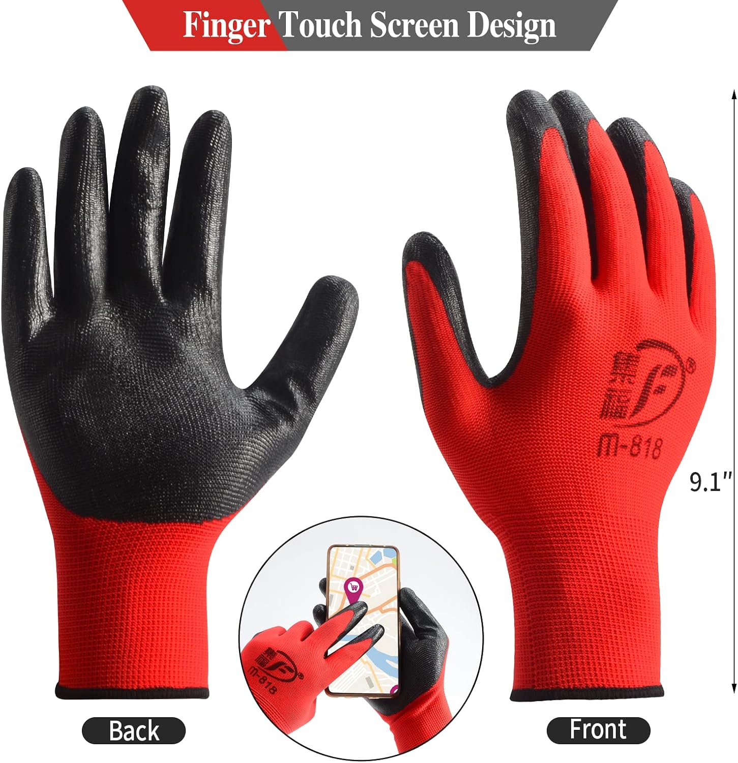 YOUKE OLA 90 Pair Gardening Gloves for Men Women, Breathable Rubber Coated Garden Gloves Working Gloves for Gardening