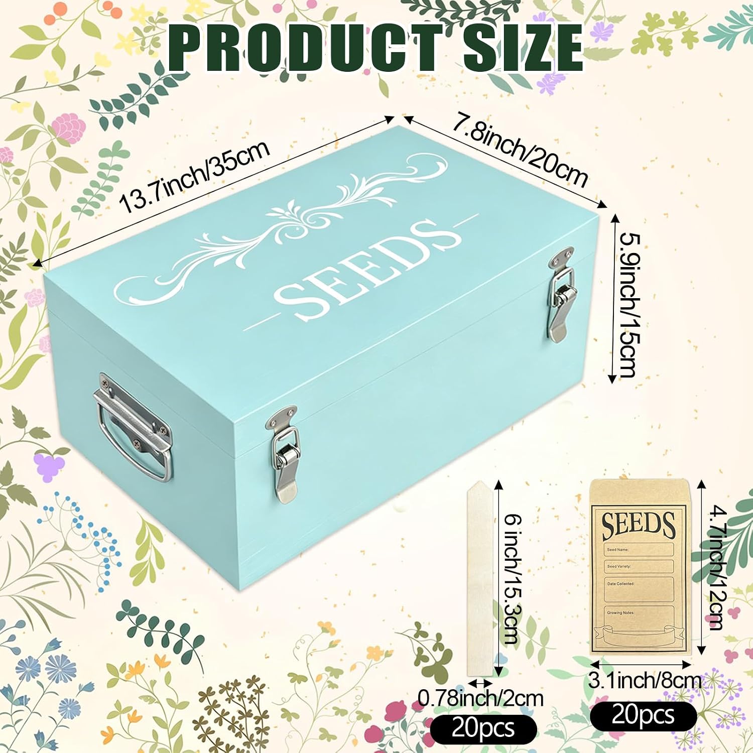 Bamboo Seed Storage Organizer Box with Lock