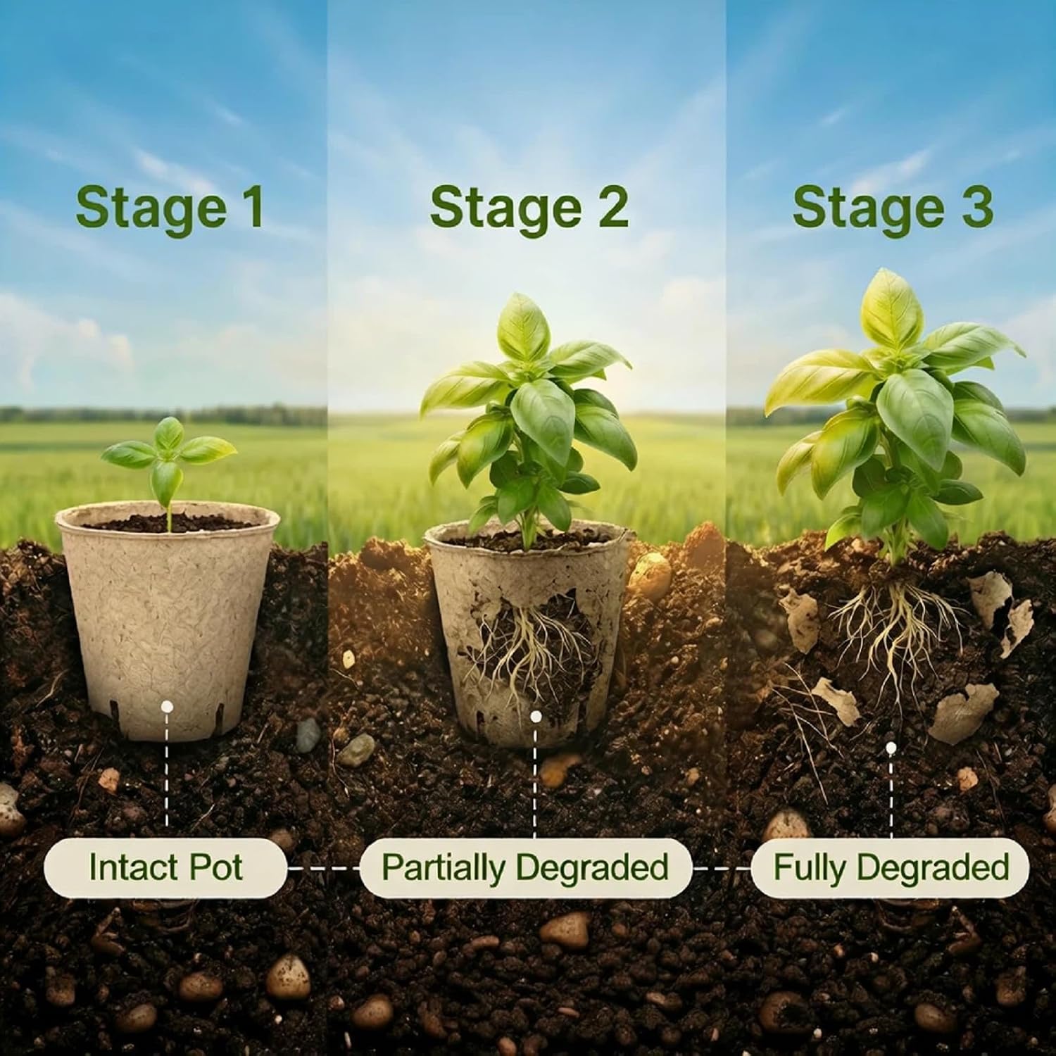 40 Packs 5 Inch Peat Pots with 40 Pcs Plant Labels, Biodegradable Seedling Pots with Drainage Holes, Nursery Pots