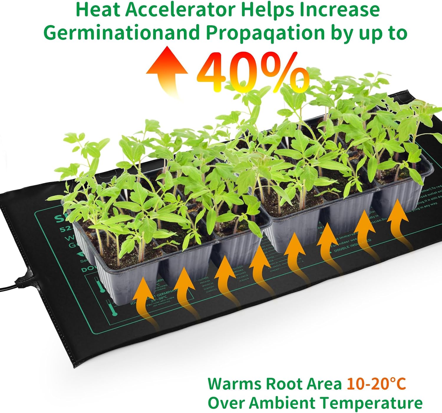 Seedling Heat Mat for Seed Starting,10" x 20.75" Waterproof Heating Pad for Indoor Plants Germination, Gardening