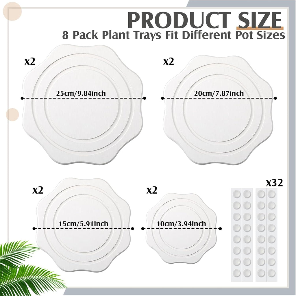 Gejoy 8 Pack Diatomaceous Earth Plant Saucers 4/6/8/10 Inch Stone Plant Tray Instant Dry Water Absorbent Diatomite