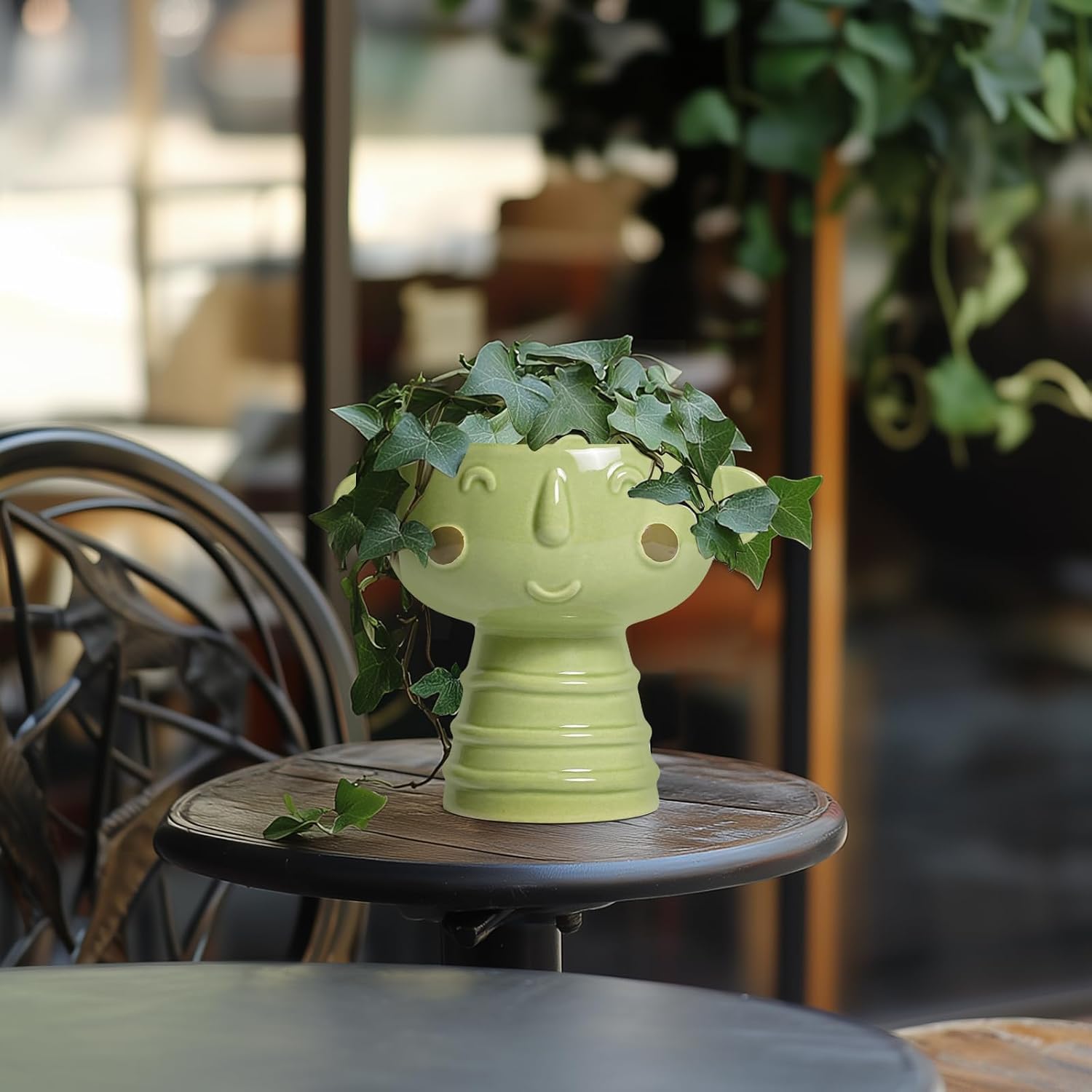 Face Planter Pots Head - 7 Inch Ceramic Succulent Plant Pots with Drainage Hole, Cute Head Planters for Indoor Outdoor