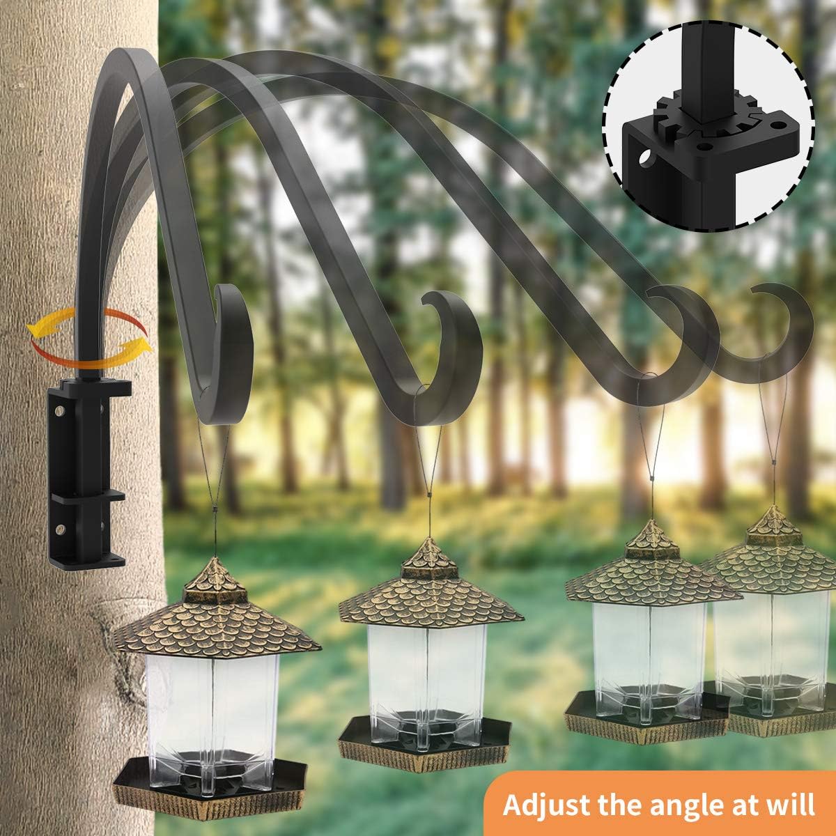 Swivel Plant Hanger for Hanging Plant, Plant Hanging Holder,Heavy Duty Black Iron Plant Hanger Brackets for Hanging