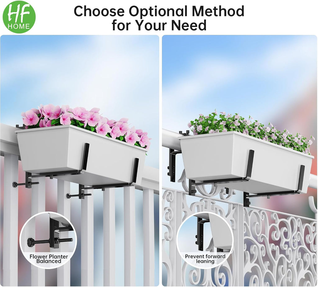 HFHOME 6PCS Adjustable Planter Box Brackets, Brackets for Window Boxes Planters Hanging Flower Box Holders, Wall Mount