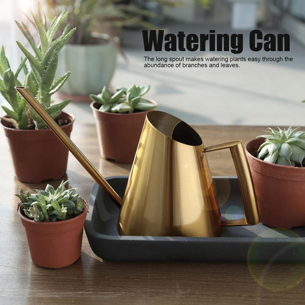 Gold Watering Can 1500ml Stainless Steel Cans Indoor Plants | Long Spout Water Can for Potted Plants, Hanging Plants