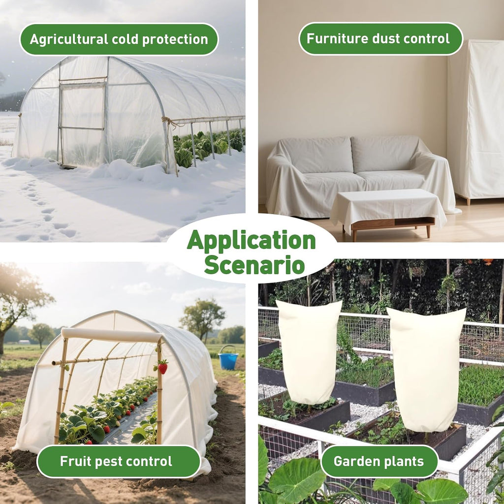 2 Pack 10ft x 50ft Plant Covers Freeze Protection | Frost Blanket for Outdoor Plants, All-Season Winter Protection