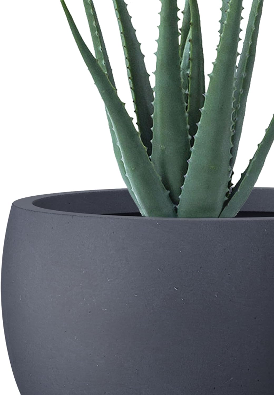 Kante Accent Round Bowl Charcoal Concrete Planter 15.7" Dia, Outdoor | Rubber Plug for Indoor, Drainage for Garden