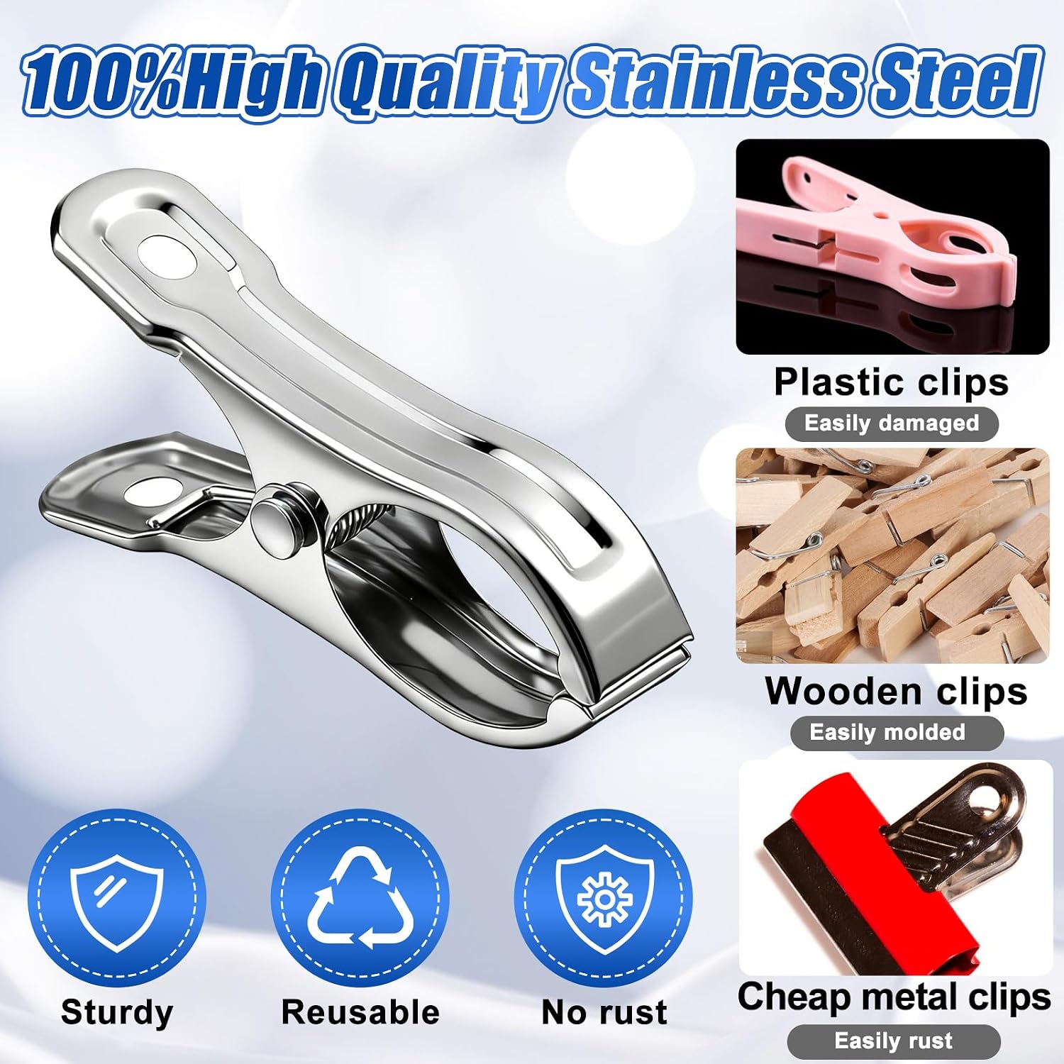 200Pcs Stainless Steel Garden Clips, Large Open Metal Clamps for Greenhouse Hoops, 2" Fix Plant Cover Shade Cloth
