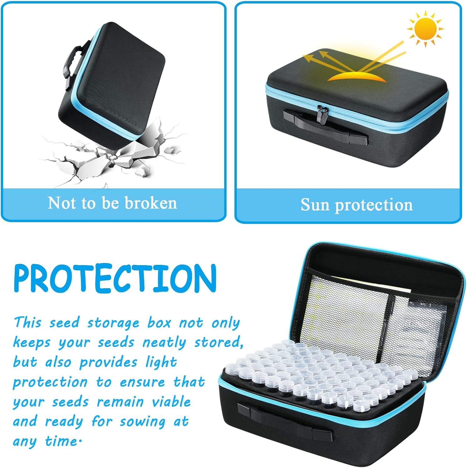Portable 140 Slots Seed Storage Organizer, Large Capacity with 25 PCS Zipper Envelopes Bag, Label Stickers, Seed