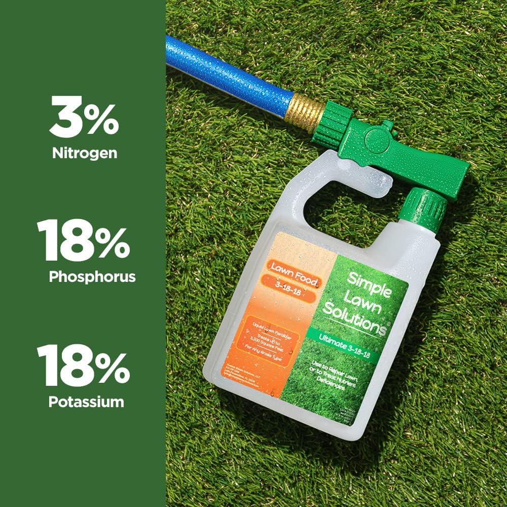 Ultimate 3-18-18 NPK- Lawn Food Quality Liquid Fertilizer- Easy to Use Concentrated Spray- Any Grass Type- Summer &