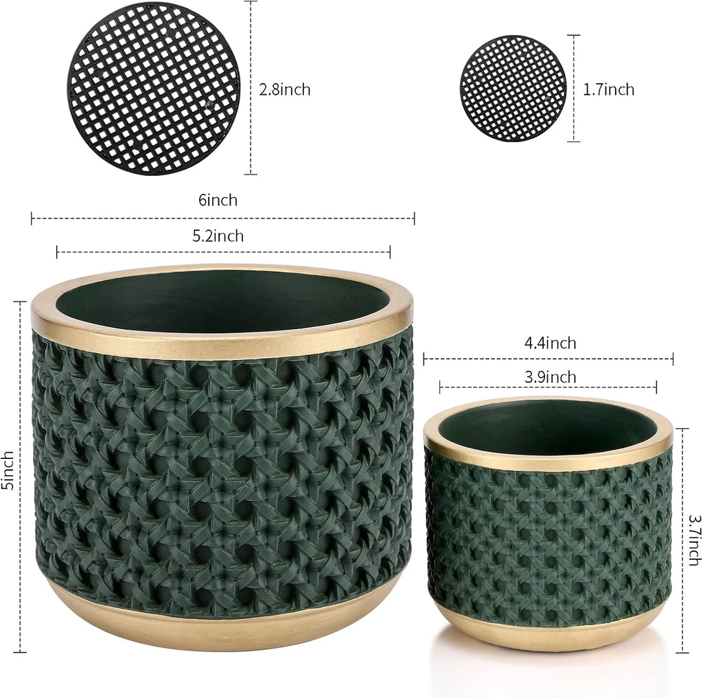 6&4.4 Inch Cement Planter Decorative Pots with Drainage Hole for All House Plants, Succulents, Flowers, and Cactus