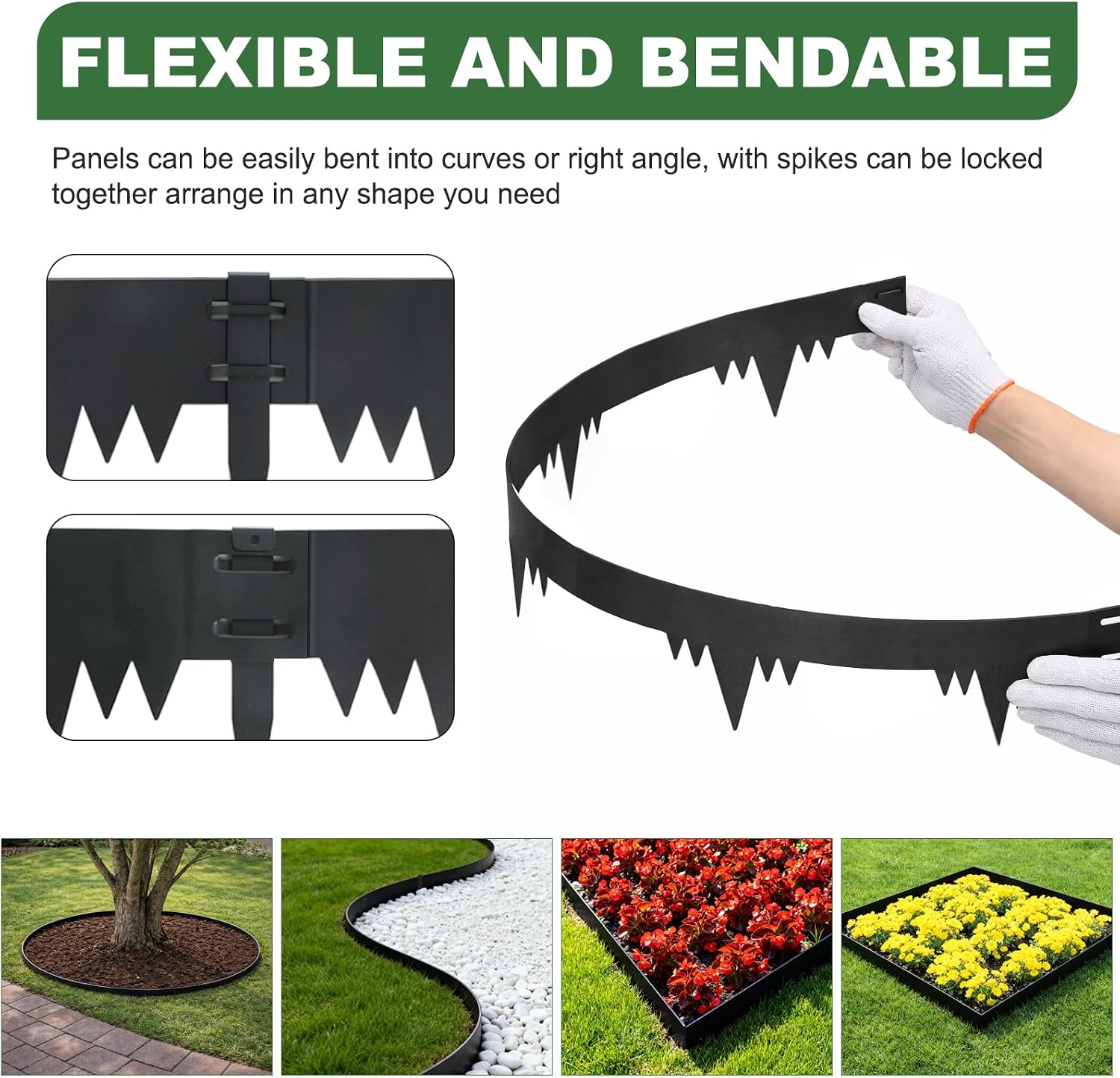 Metal Landscape Edging Border 6 Packs 42'' L x 4.5'' H, Galvanized Steel Garden Edging Border with 6 Stakes, Hammer-in