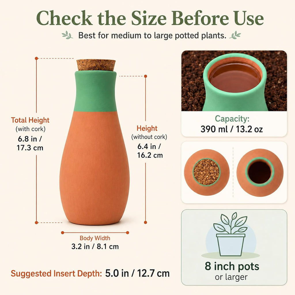 4 Pack Terracotta Olla Self Watering Globes, Clay Slow Release Plant Watering Devices – Self Watering Planter Insert
