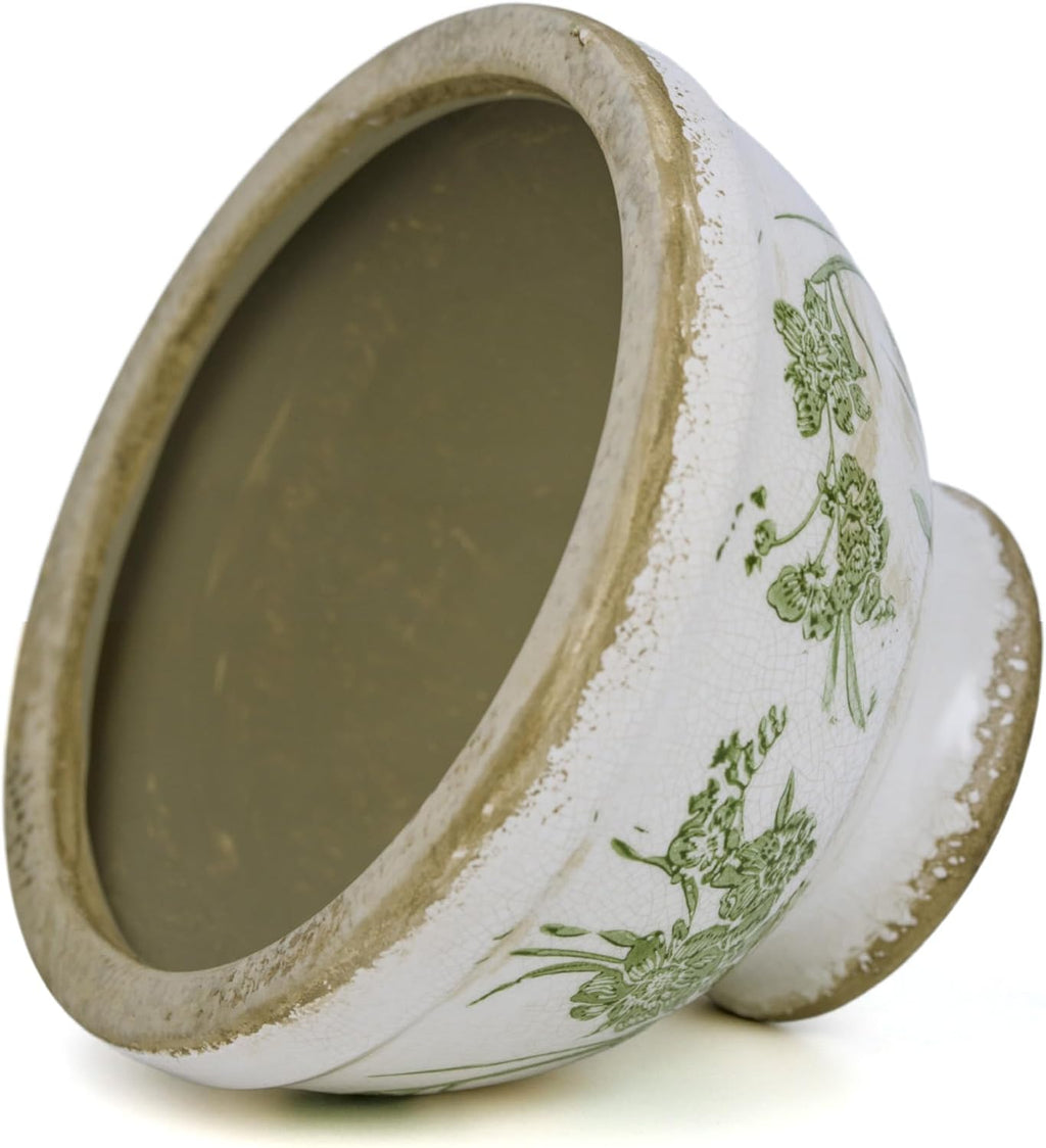 Dosayes Vintage Ice Crackle Grazd Ceramic Flower Pot with Drainage Holes, 4.33 Inch Rustic Planter for Indoor Plants