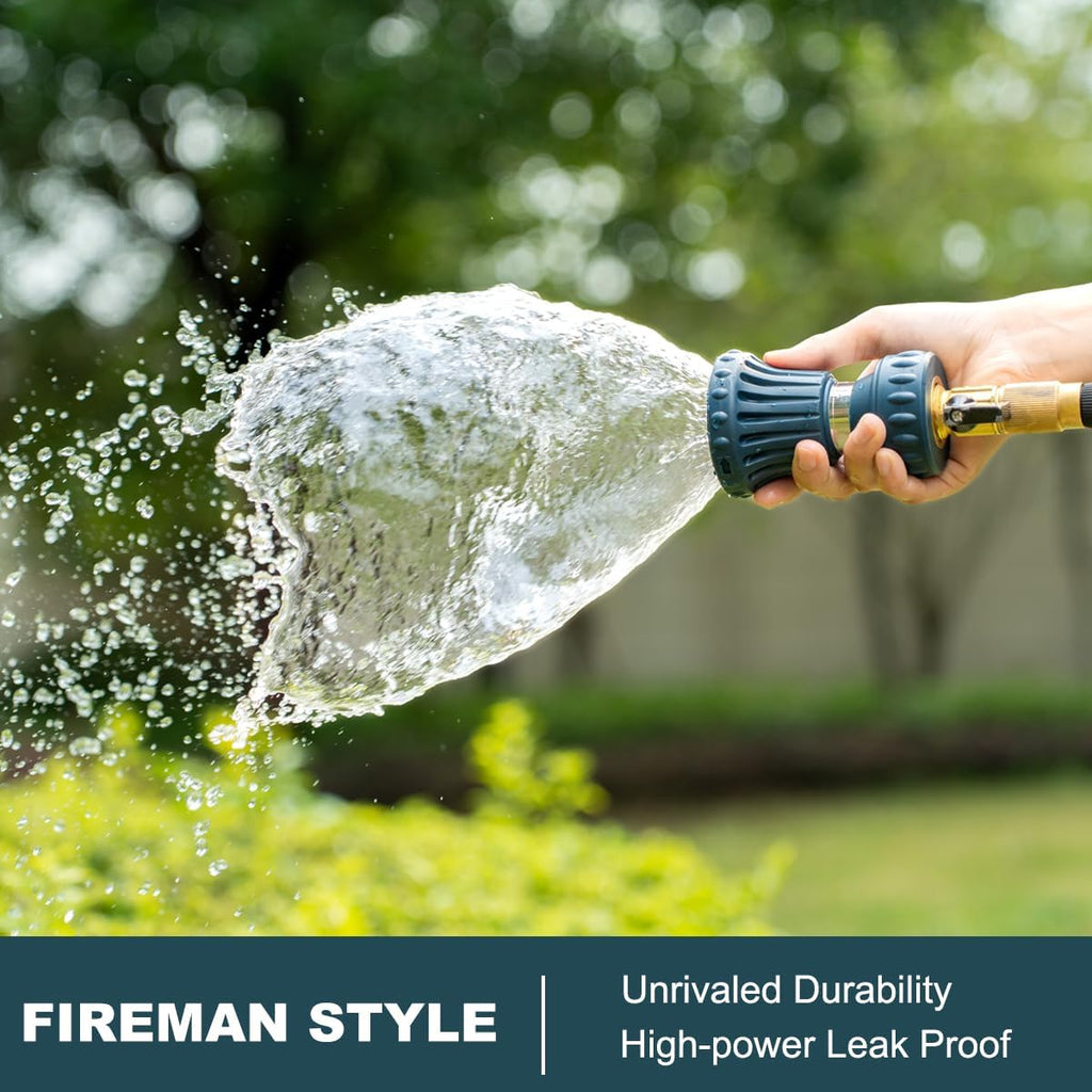 FANHAO Fireman Style Water Hose Nozzle, High Pressure Adjustable Sprayer | Rustproof Metal, Step-less Spray Adjust