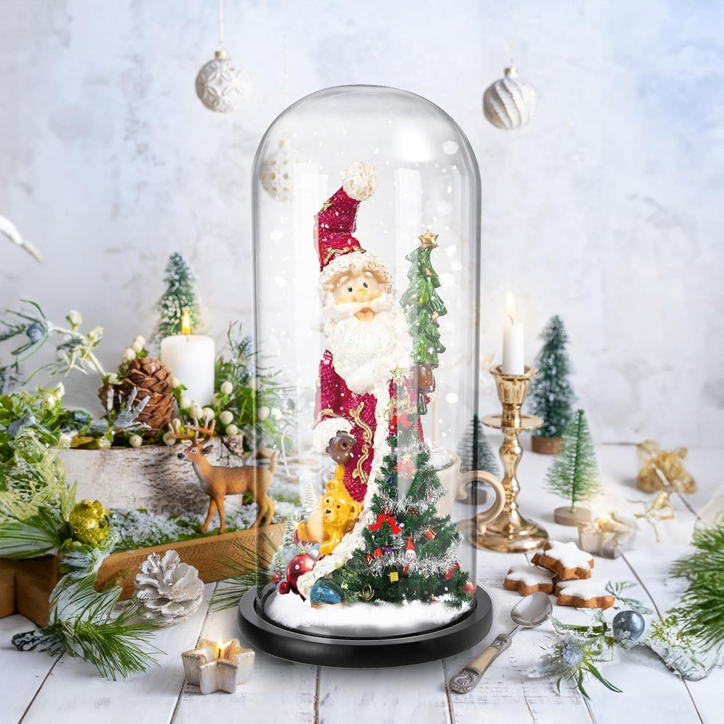 ZOOFOX 13.8 Inch Tall Glass Dome with Base, Clear Glass Empty Display Cloche, Decorative Bell Jar for Succulents