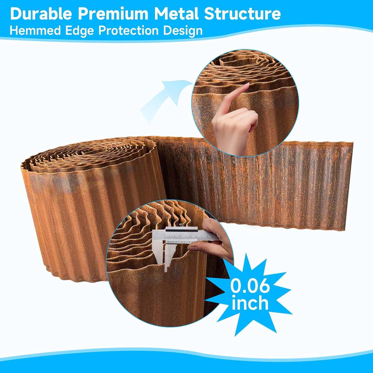 MTART Metal Garden Edging for Landscaping, Sturdy Corrugated Edging Border for DIY Flower Bed, Lawn and Landscape