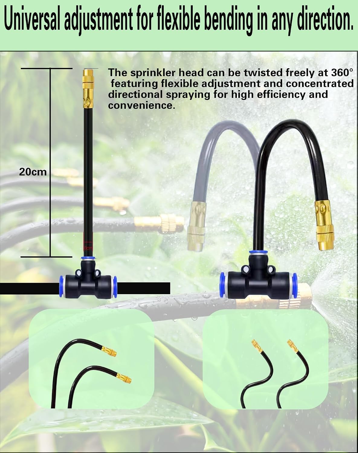 Drip Irrigation System,Automatic Garden Watering System, 360 Degree Adjustable Garden Sprinkler, High Output Mist Spray