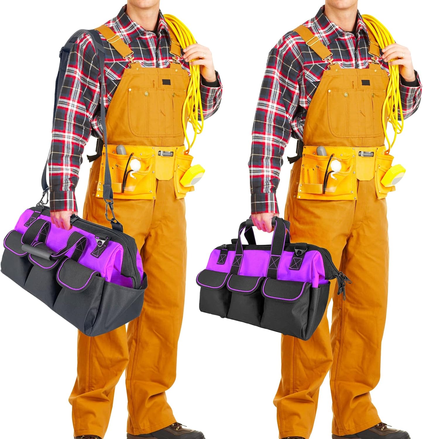 Women Heavy Duty Tool Bag with Molded base,Garden Storage Organizer for Tools,16 x 7.5 x 10.5 inches,600D Polyester