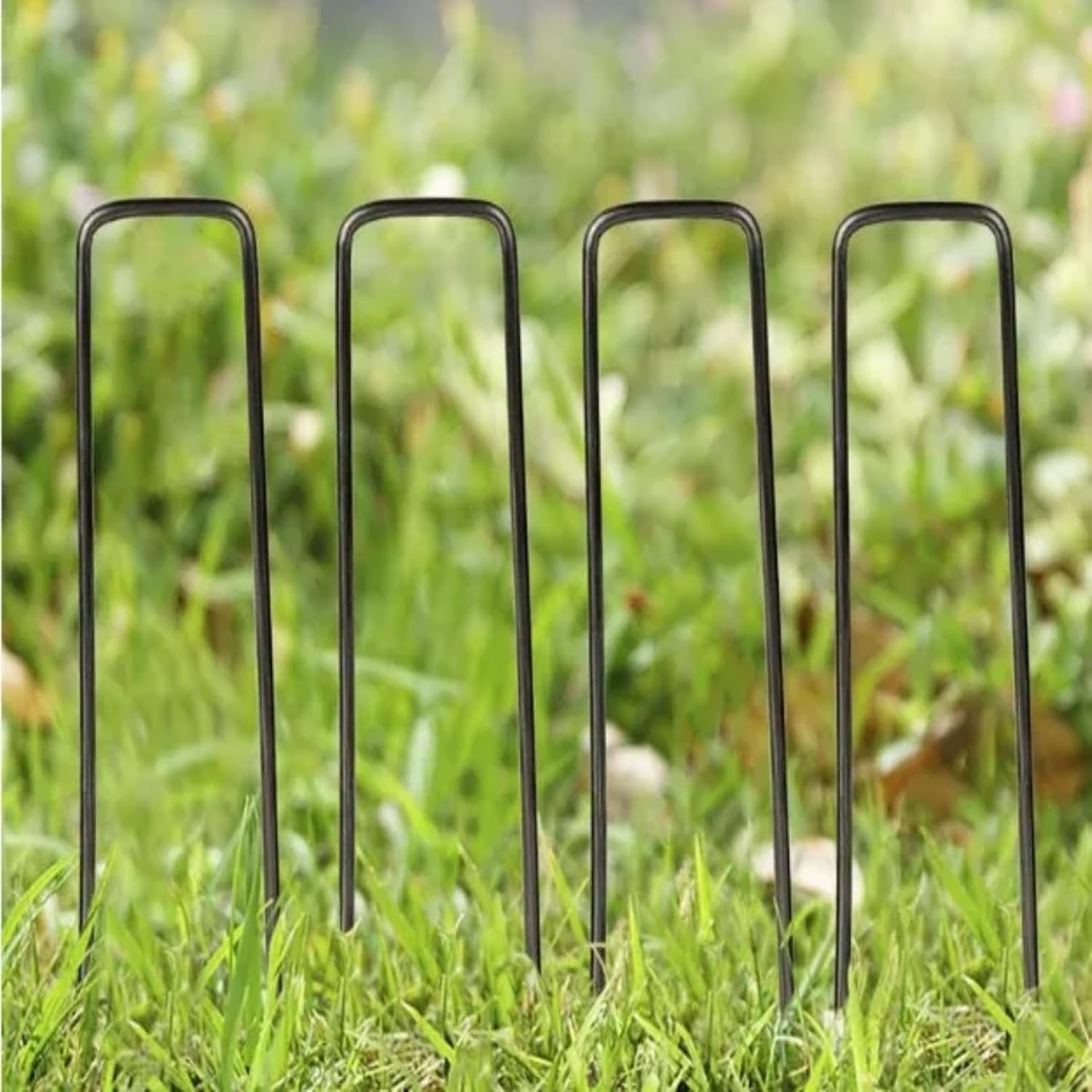 200Pcs Garden Stakes Staples + 200Pcs Gasket, 6 Inch Lawn Landscape Staples 11 Gauge U Shaped Galvanized Landscape