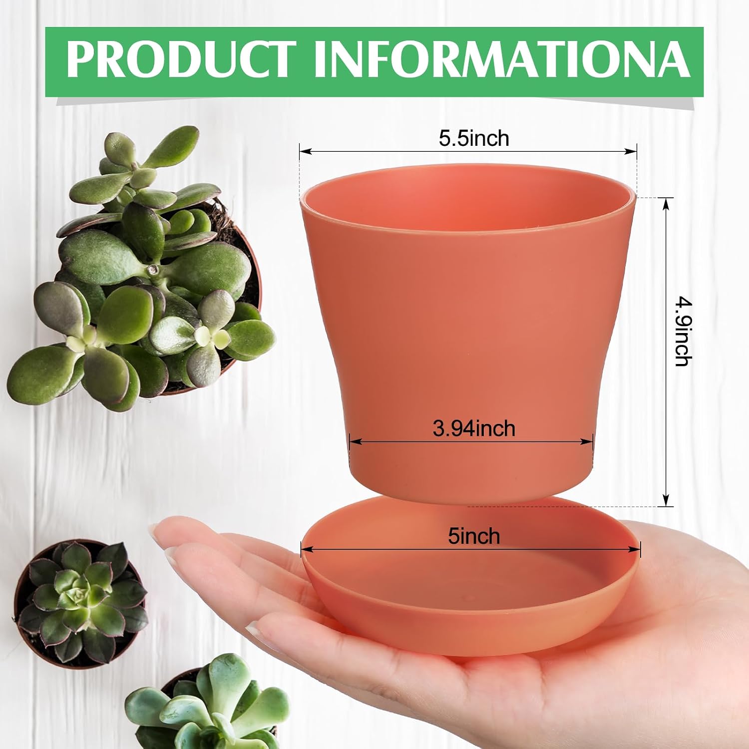 Potchen 5.5 Inch Plastic Plant Pots Bulk, 33 Pack Small Colorful Planters Pot with Drainage Holes,Seedling Nursery