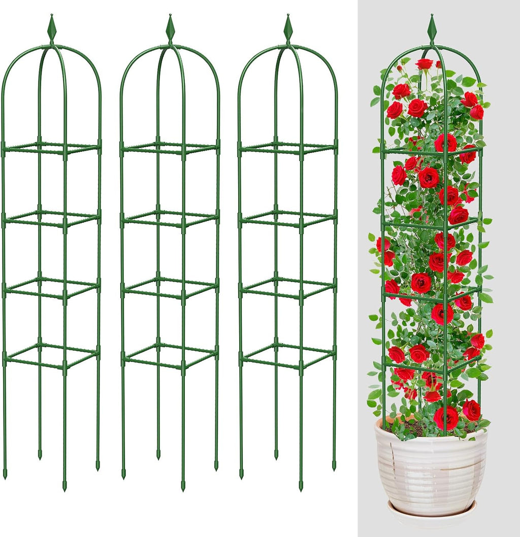 MYMULIKE 2 Pack Garden Obelisk Trellis for Climbing Plants Outdoor & Indoor - 6Ft Rustproof Garden Trellis Plant