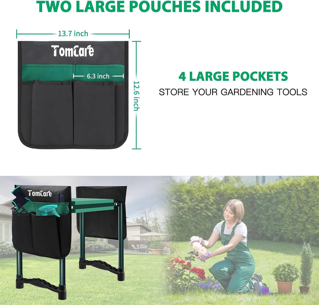 TomCare Garden Kneeler and Seat, 11.12" Kneeling Pad Sturdy Garden Bench | Heavy Duty Garden Stool, 450 lbs Load