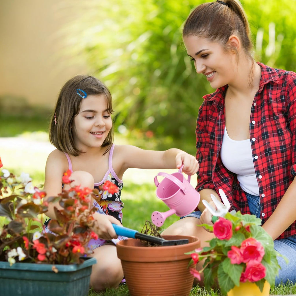 5pcs Kids Metal Watering Can Set: Mini Watering Cans for Indoor Plants - Small Metal Garden Can with Sprinkler Head for