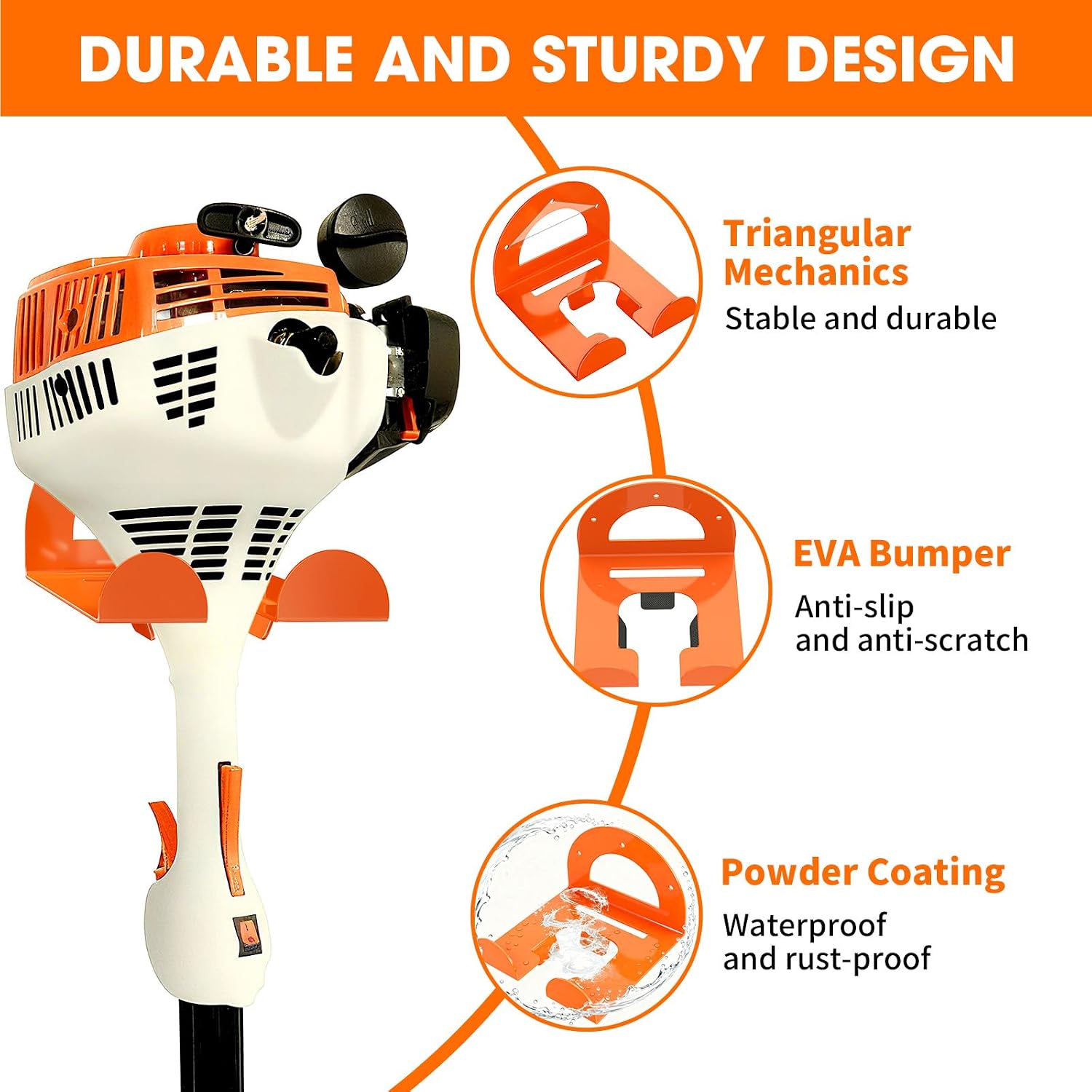 Weed Eater Hanger, Garage Organizer Trimmer Rack Wall Mount, Garden Power Tool Holder Garage Hooks for Grass Trimmer