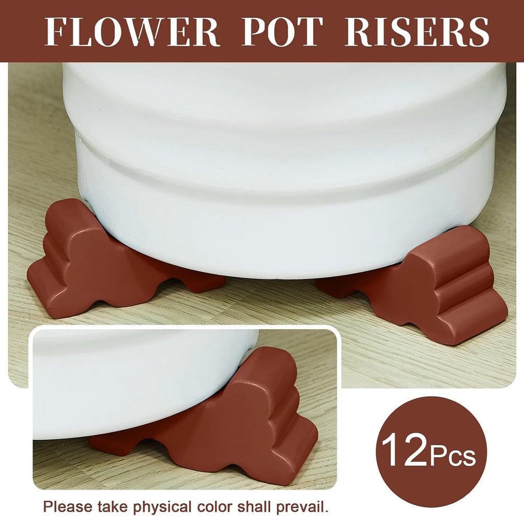 Kigeli 12 Pcs Resin Pot Feet for Outdoor Planters 3 Inch Long 1.5 Inch Tall Flower Handmade Elevator Plant Feet Frost