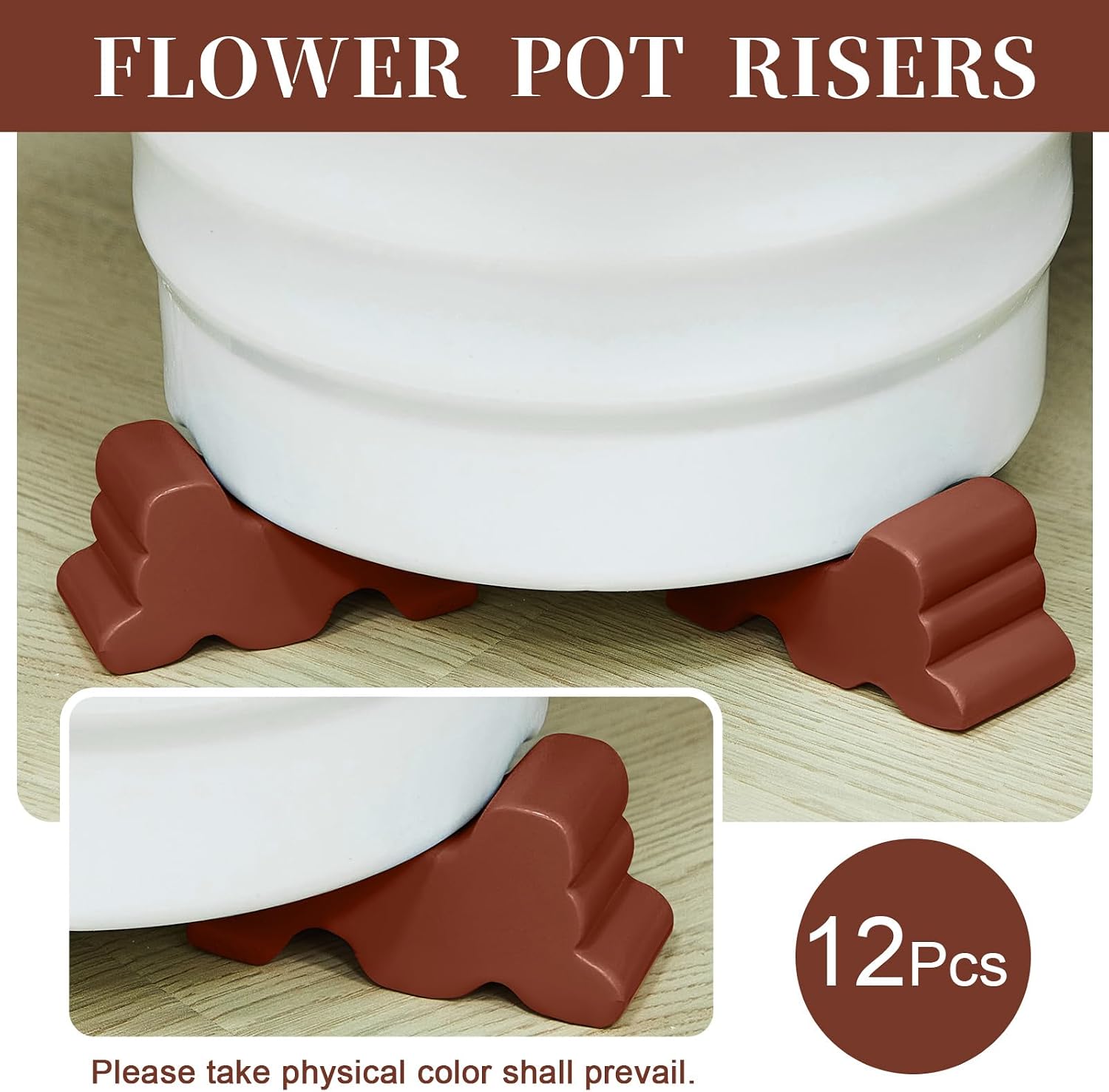 Kigeli 12 Pcs Resin Pot Feet for Outdoor Planters 3 Inch Long 1.5 Inch Tall Flower Handmade Elevator Plant Feet Frost