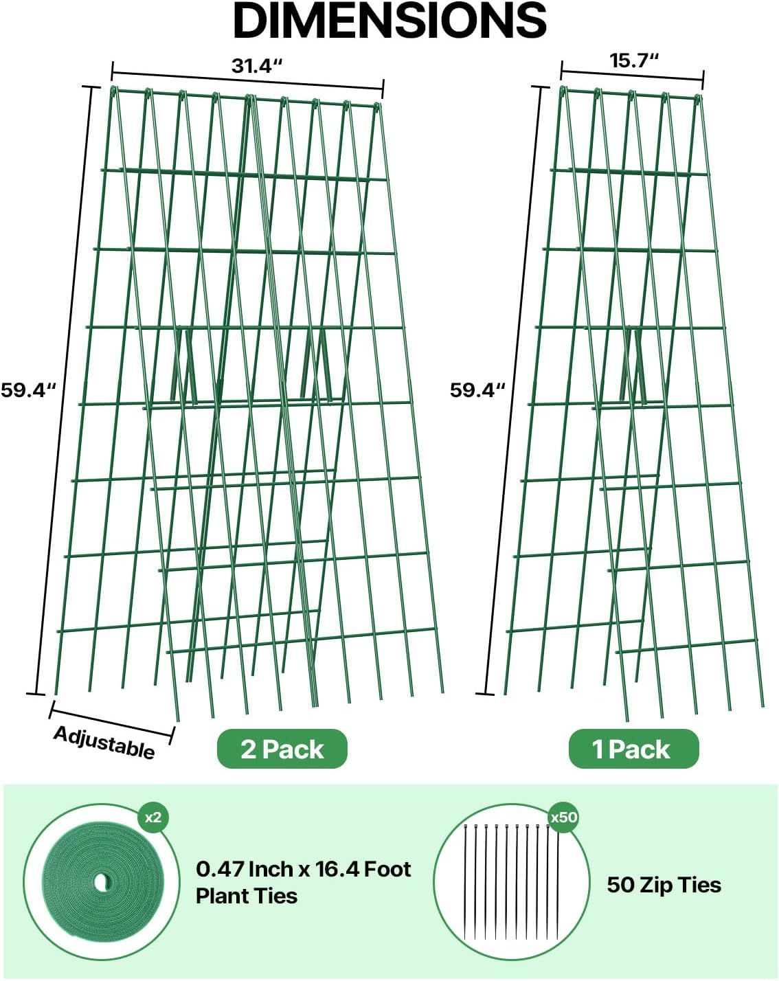 Suteck A-Frame Cucumber Trellis 59.4" 2 Pack, Foldable Metal | Garden Trellis for Cucumbers, Peas, Beans & Climbing