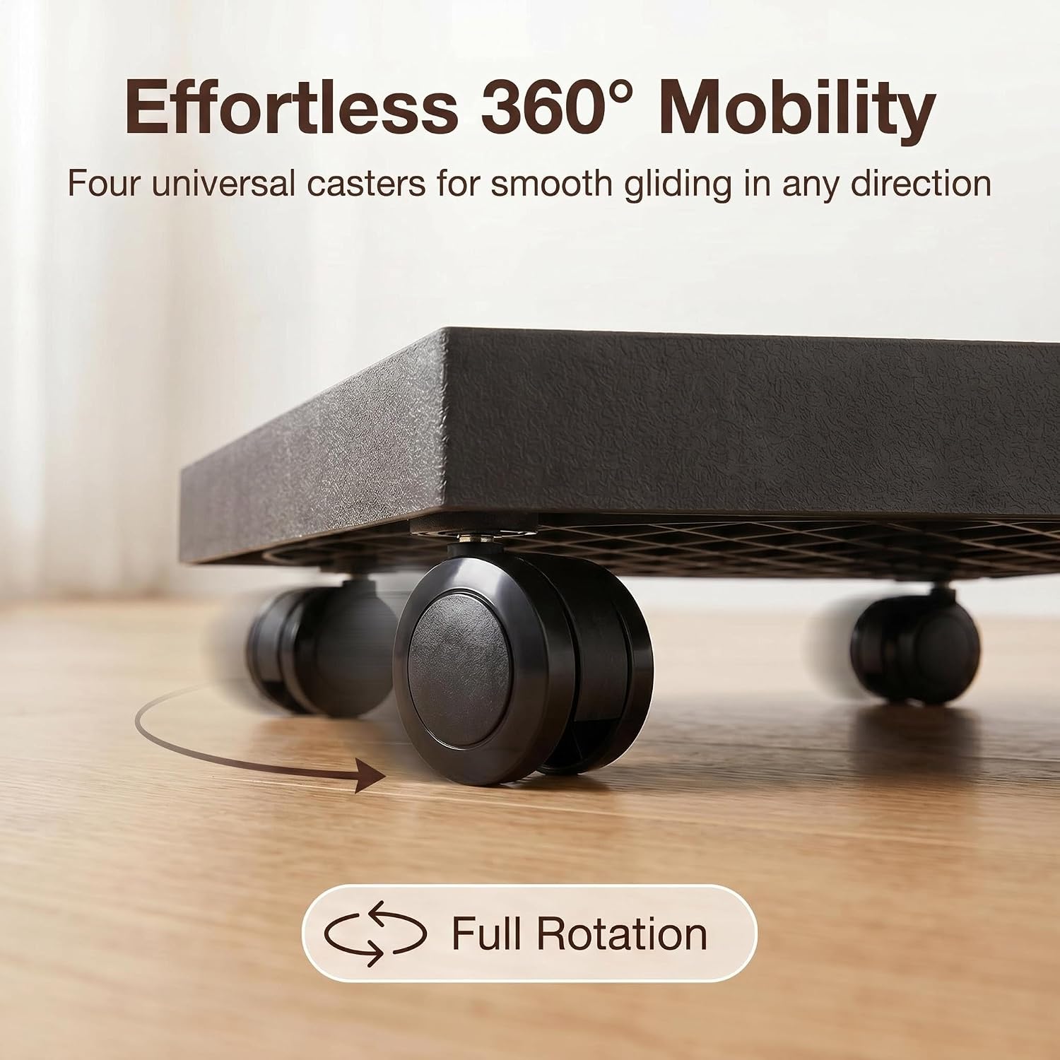 16.5 Inch Square Rolling Plant Caddy Saucer with Wheels, Heavy Duty Wheeled Planter Stand for Potted Plant, Coaster