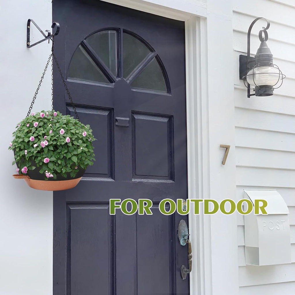 Hanging Planters, Self Watering, Black 12 Inch 2 Pack with Drainage | Indoor Outdoor Use, Removable Drainage Tray