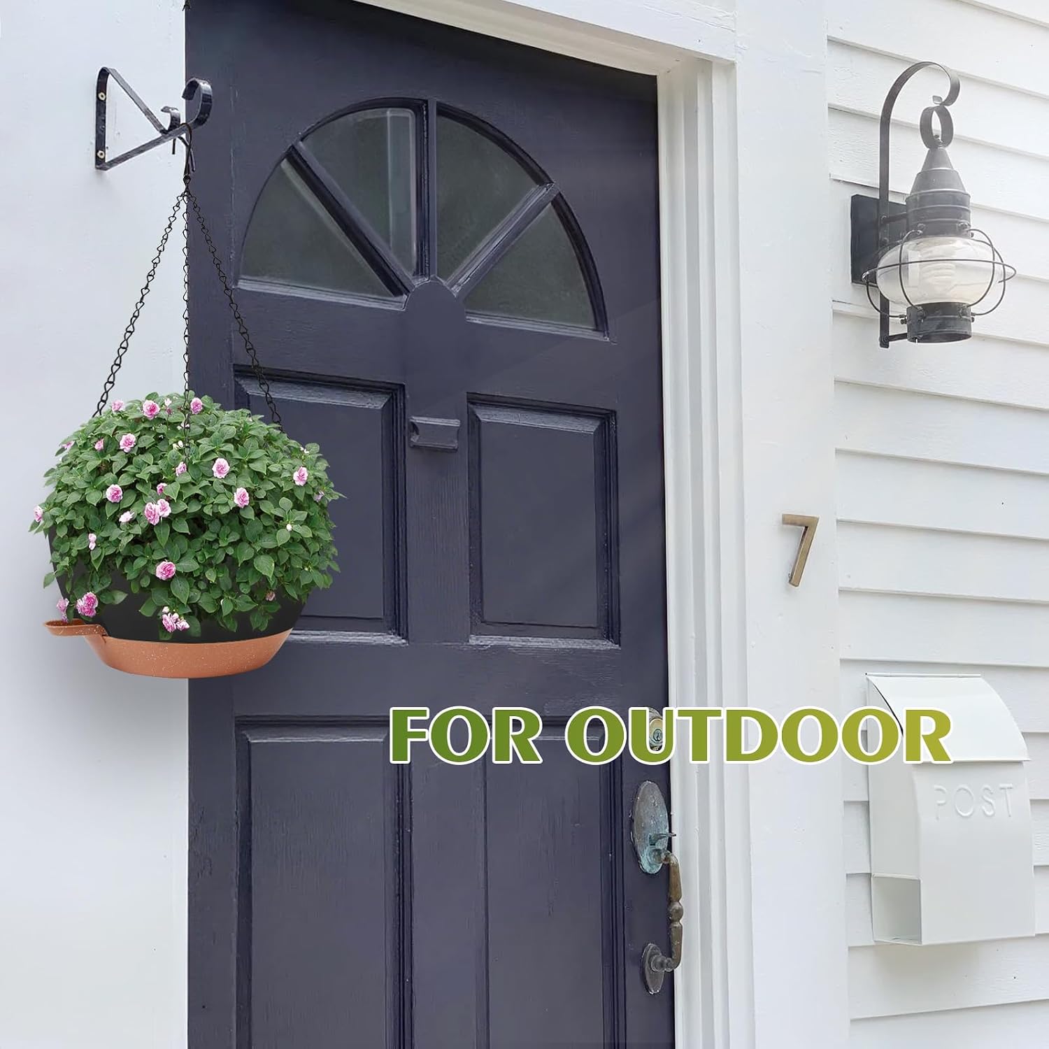 Hanging Planters, Self Watering, Black 12 Inch 2 Pack with Drainage | Indoor Outdoor Use, Removable Drainage Tray