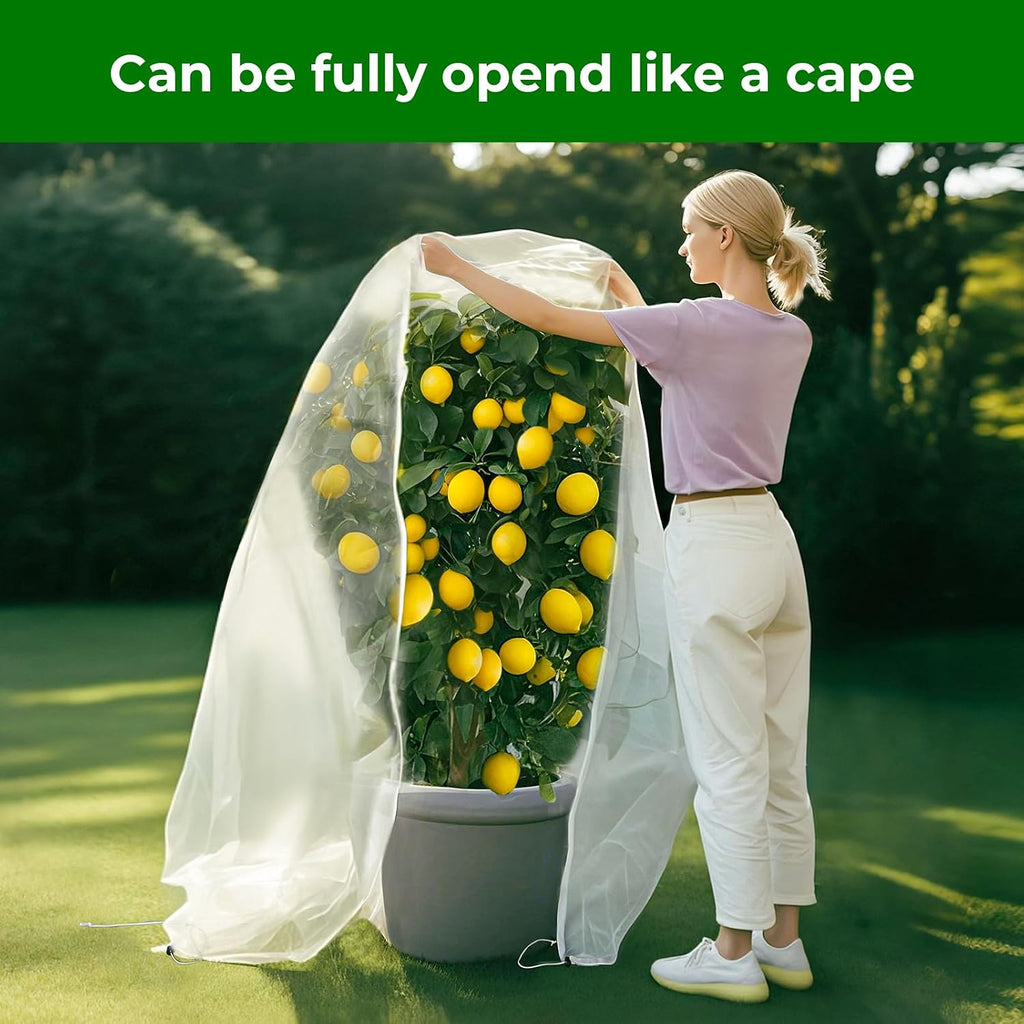 6.4'x6.4' Fruit Tree Netting with 2-Way Zipper & Drawstring (2 Pack) | Garden Plant Net Pest Barrier to Prevent Cicadas