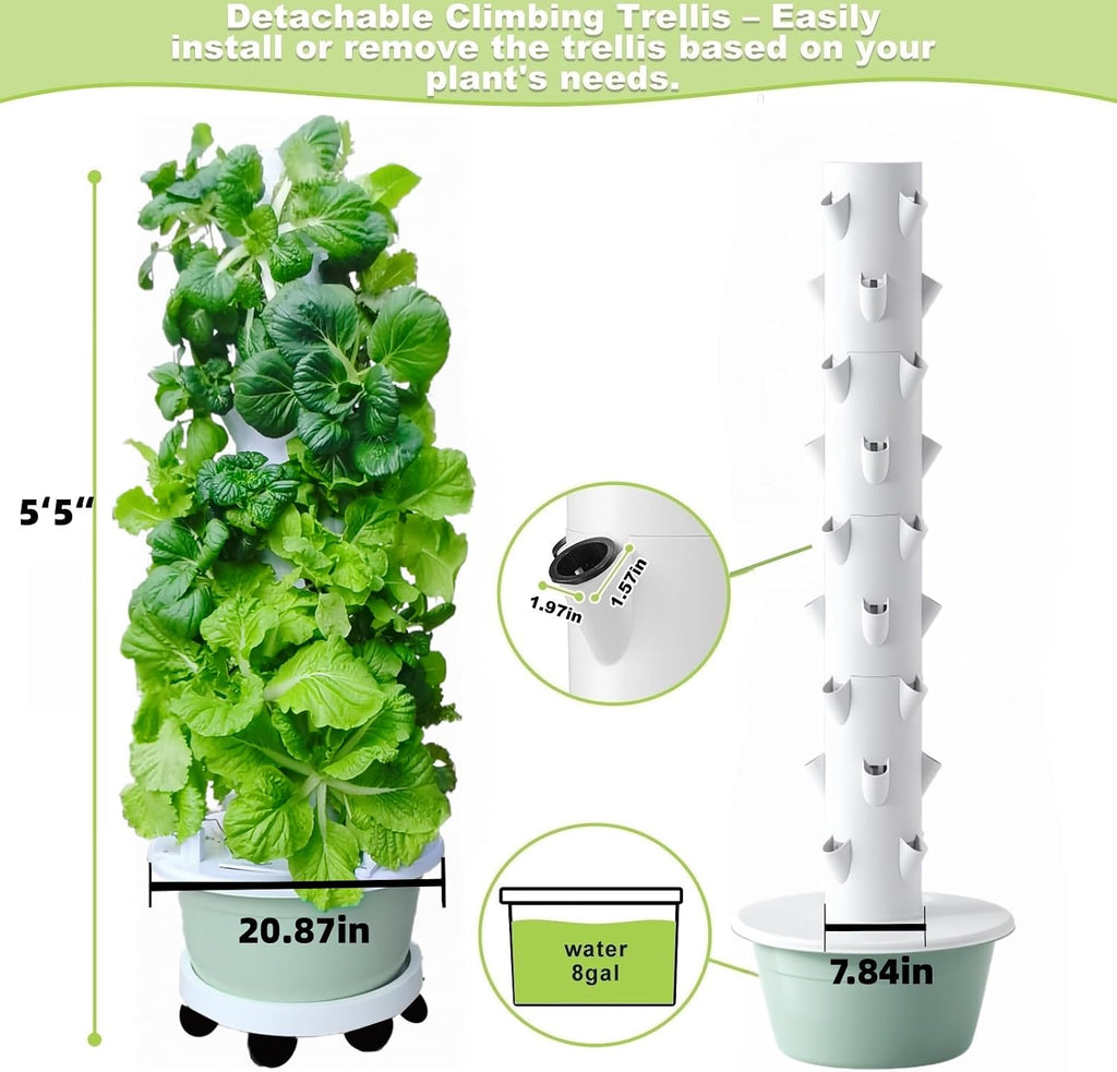Hydroponic Growing System, Vertical Garden Tower Automatic Timer 36 -Pod | Automatic Watering System with Timer Indoor