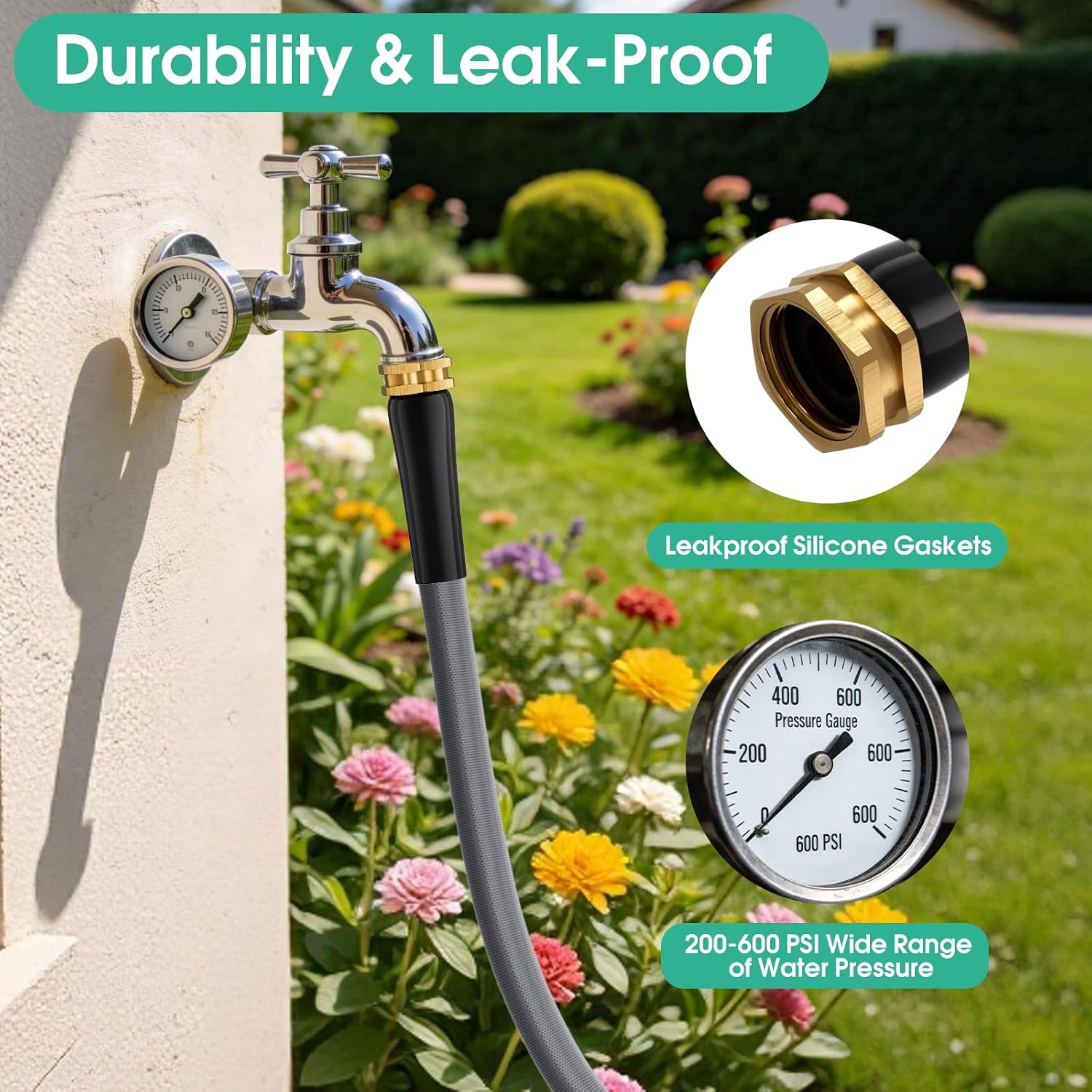 Garden Hose 50 FT, Non-Expanding Water Hose, Kink-Free, Burst-Resistant | Flexible & Lightweight. High-Pressure