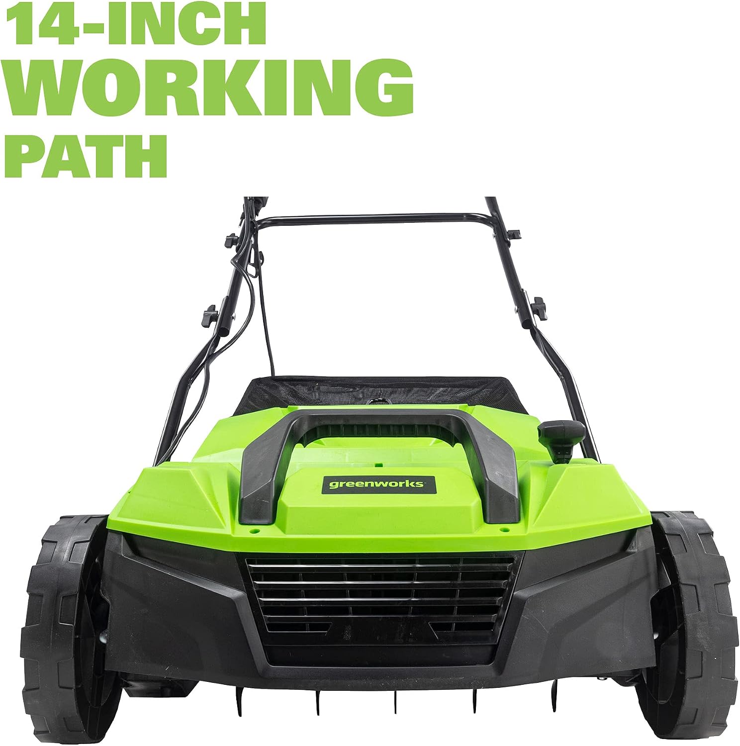 Greenworks 13 Amp 14-Inch Corded Dethatcher / Scarifier, 2-in-1 Electric Lawn Rake with 3-Position Depth Adjustment &