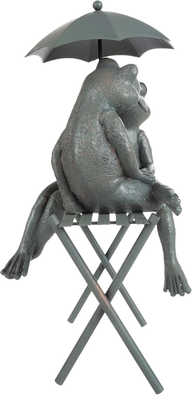 Pure Garden Resin Whimsical Frog Couple Statue, Bronze, 8" x 6.25" x 14.5" | Romantic Animal Figurine for Outdoor
